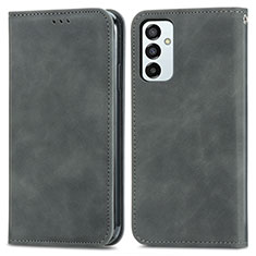 Leather Case Stands Flip Cover Holder S04D for Samsung Galaxy F23 5G Gray