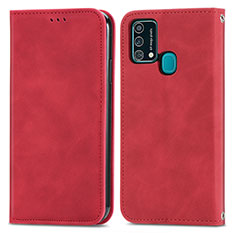 Leather Case Stands Flip Cover Holder S04D for Samsung Galaxy F41 Red