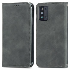 Leather Case Stands Flip Cover Holder S04D for Samsung Galaxy F52 5G Gray
