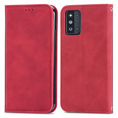 Leather Case Stands Flip Cover Holder S04D for Samsung Galaxy F52 5G Red