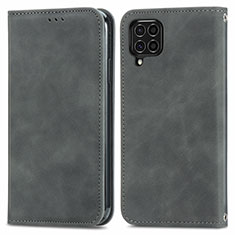 Leather Case Stands Flip Cover Holder S04D for Samsung Galaxy F62 5G Gray