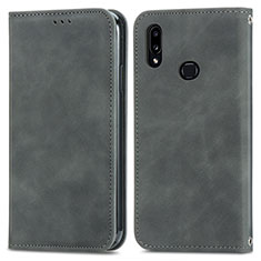 Leather Case Stands Flip Cover Holder S04D for Samsung Galaxy M01s Gray