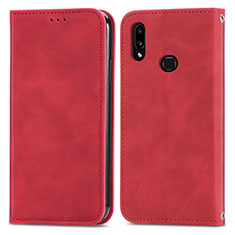 Leather Case Stands Flip Cover Holder S04D for Samsung Galaxy M01s Red