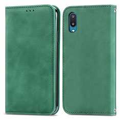 Leather Case Stands Flip Cover Holder S04D for Samsung Galaxy M02 Green