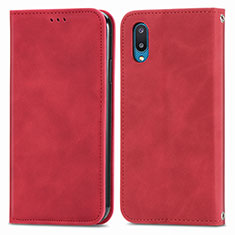 Leather Case Stands Flip Cover Holder S04D for Samsung Galaxy M02 Red