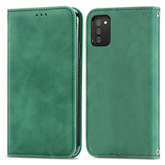 Leather Case Stands Flip Cover Holder S04D for Samsung Galaxy M02s Green
