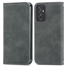 Leather Case Stands Flip Cover Holder S04D for Samsung Galaxy M14 5G Gray