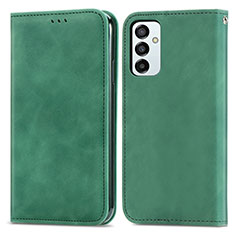 Leather Case Stands Flip Cover Holder S04D for Samsung Galaxy M23 5G Green