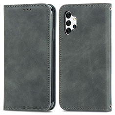 Leather Case Stands Flip Cover Holder S04D for Samsung Galaxy M32 5G Gray