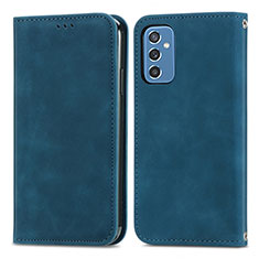 Leather Case Stands Flip Cover Holder S04D for Samsung Galaxy M52 5G Blue