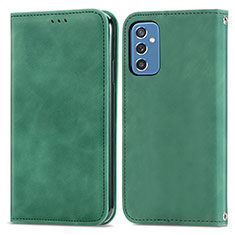 Leather Case Stands Flip Cover Holder S04D for Samsung Galaxy M52 5G Green