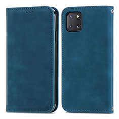 Leather Case Stands Flip Cover Holder S04D for Samsung Galaxy M60s Blue