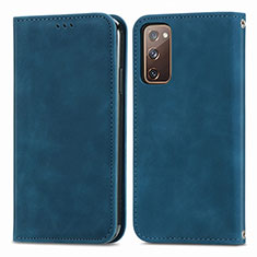 Leather Case Stands Flip Cover Holder S04D for Samsung Galaxy S20 FE 4G Blue