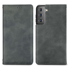 Leather Case Stands Flip Cover Holder S04D for Samsung Galaxy S21 FE 5G Gray