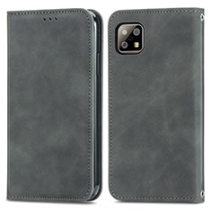 Leather Case Stands Flip Cover Holder S04D for Sharp Aquos Sense6 Gray