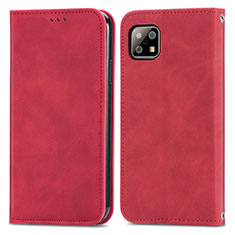 Leather Case Stands Flip Cover Holder S04D for Sharp Aquos Sense6 Red