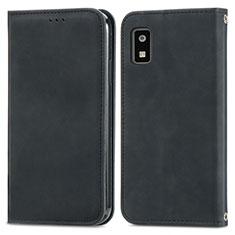 Leather Case Stands Flip Cover Holder S04D for Sharp Aquos wish2 Black