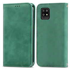 Leather Case Stands Flip Cover Holder S04D for Sharp Aquos Zero6 Green