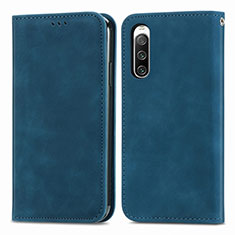 Leather Case Stands Flip Cover Holder S04D for Sony Xperia 10 IV Blue