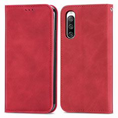 Leather Case Stands Flip Cover Holder S04D for Sony Xperia 10 IV Red