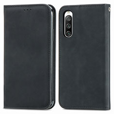 Leather Case Stands Flip Cover Holder S04D for Sony Xperia 10 IV SOG07 Black