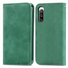 Leather Case Stands Flip Cover Holder S04D for Sony Xperia 10 IV SOG07 Green