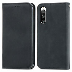 Leather Case Stands Flip Cover Holder S04D for Sony Xperia 10 V Black