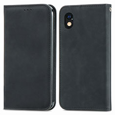 Leather Case Stands Flip Cover Holder S04D for Sony Xperia Ace III SO-53C Black