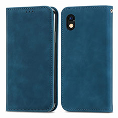 Leather Case Stands Flip Cover Holder S04D for Sony Xperia Ace III SOG08 Blue