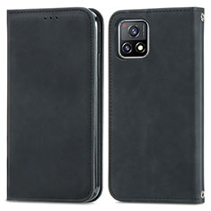 Leather Case Stands Flip Cover Holder S04D for Vivo iQOO U3 5G Black