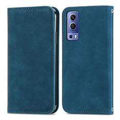 Leather Case Stands Flip Cover Holder S04D for Vivo iQOO Z3 5G Blue