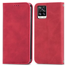 Leather Case Stands Flip Cover Holder S04D for Vivo V20 Gray