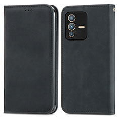Leather Case Stands Flip Cover Holder S04D for Vivo V23 Pro 5G Black
