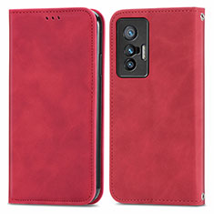 Leather Case Stands Flip Cover Holder S04D for Vivo X70t Red