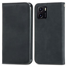 Leather Case Stands Flip Cover Holder S04D for Vivo Y01 Black