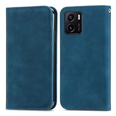 Leather Case Stands Flip Cover Holder S04D for Vivo Y01 Blue