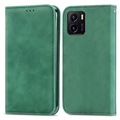 Leather Case Stands Flip Cover Holder S04D for Vivo Y01 Green