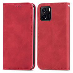 Leather Case Stands Flip Cover Holder S04D for Vivo Y01 Red