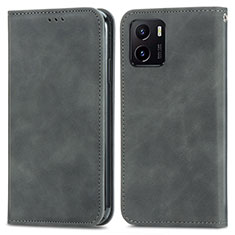 Leather Case Stands Flip Cover Holder S04D for Vivo Y10 t1 Gray