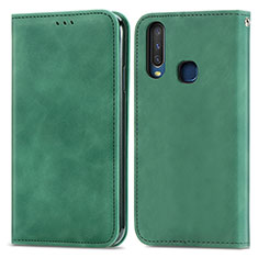 Leather Case Stands Flip Cover Holder S04D for Vivo Y11 Green