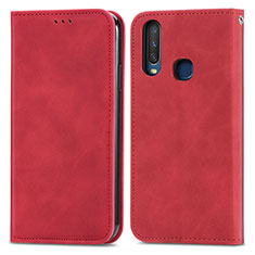 Leather Case Stands Flip Cover Holder S04D for Vivo Y11 Red