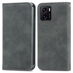 Leather Case Stands Flip Cover Holder S04D for Vivo Y32t Gray