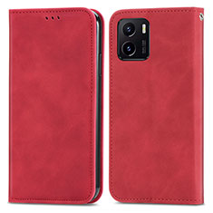 Leather Case Stands Flip Cover Holder S04D for Vivo Y32t Red