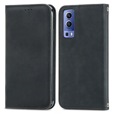 Leather Case Stands Flip Cover Holder S04D for Vivo Y52 5G Black