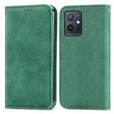 Leather Case Stands Flip Cover Holder S04D for Vivo Y52t 5G Green