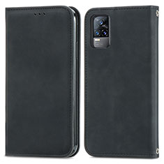 Leather Case Stands Flip Cover Holder S04D for Vivo Y73 (2021) Black