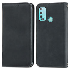 Leather Case Stands Flip Cover Holder S04D for Wiko Power U30 Black