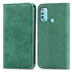 Leather Case Stands Flip Cover Holder S04D for Wiko Power U30 Green