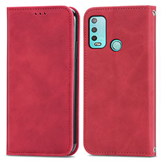 Leather Case Stands Flip Cover Holder S04D for Wiko Power U30 Red