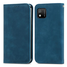 Leather Case Stands Flip Cover Holder S04D for Wiko Y52 Blue